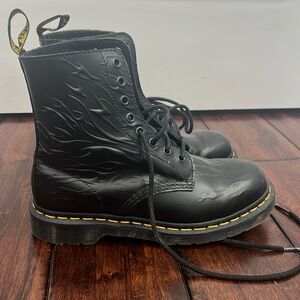 Black doc martens with flames